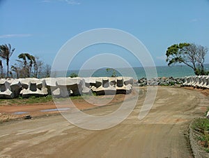 Construction works in Port of Hambantota, Sri Lanka