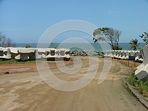 Construction works in Port of Hambantota, Sri Lanka