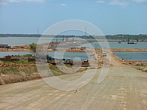 Construction works in Port of Hambantota, Sri Lanka