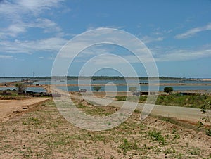 Construction works in Port of Hambantota, Sri Lanka