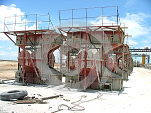 Construction works in Port of Hambantota, Sri Lanka