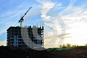 Construction works in preparation for the binding of reinforcement bars and concrete works