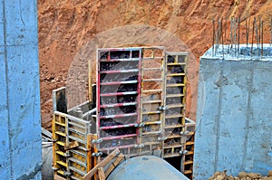 Construction works in preparation for the binding of reinforcement bars and concrete works.