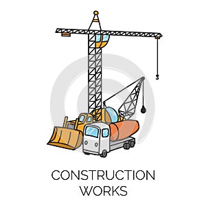 Construction works sign vector illustration
