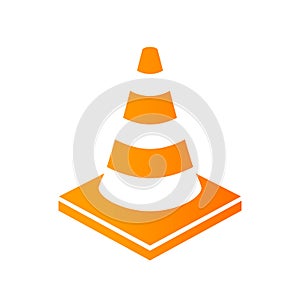 Construction yellow cone vector icon