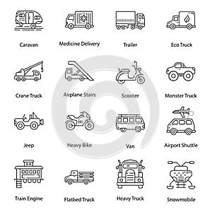 Constructional Machinery Line Icons Pack