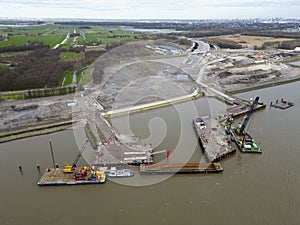 Constructions of a new highway and tunnel in Rotterdam photo