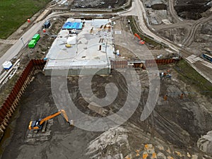Constructions of a new highway and tunnel in Rotterdam photo