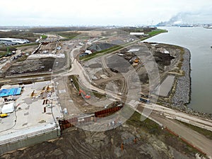 Constructions of a new highway and tunnel in Rotterdam photo