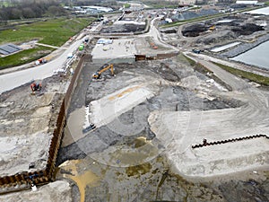 Constructions of a new highway and tunnel in Rotterdam photo