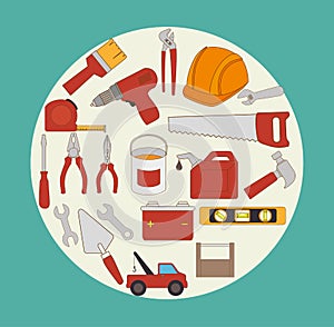 Constructions and tools theme design.