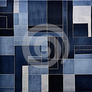 Constructivism-inspired Rug With Dark Blue And Gray Accents photo