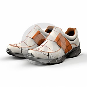 Constructivist Inspired Shoes: White Background With Light White And Dark Orange photo