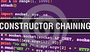 Constructor chaining with Binary code digital technology background. Abstract background with program code and Constructor