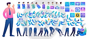 Constructor for creating a Young Man N11. Create your own character with a Set of hands and feet. Flat 2D characters