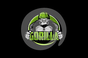 Constructor gorilla cartoon character vector logo template