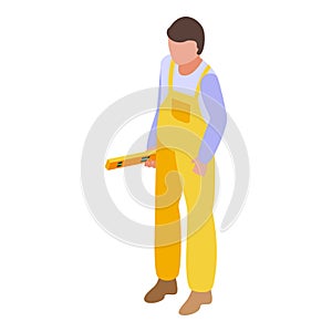 Constructor icon isometric vector. Worker man