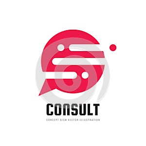 Consult business vector logo design. Message talking concept sign.