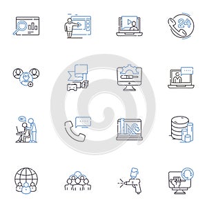 Consultancy and advice line icons collection. Strategy , Insight , Guidance , Expertise , Direction , Support