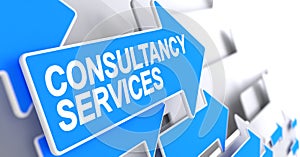 Consultancy Services - Inscription on the Blue Pointer. 3D.