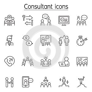 Consultant icon set in thin line style