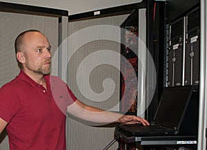 IT consultant performs work in a data center