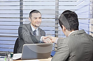 Consultant shaking hands with his client