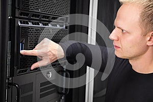 It consultant working with servers in enterprise datacenter