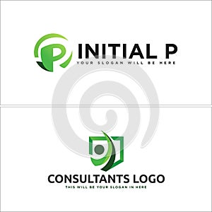 Consultants business initial letter P logo shield people vector