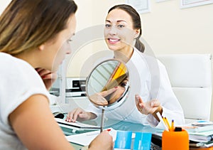 Consultation in aesthetic medicine center