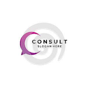 Consultation logo with bubble chat sign, infinity consultation, consultation with people. By using easy and simple illustration