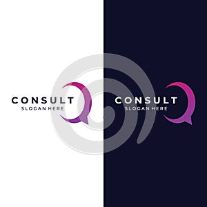 Consultation logo with bubble chat sign, infinity consultation, consultation with people. By using easy and simple illustration