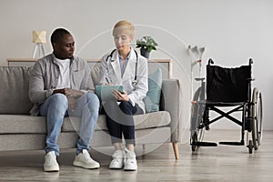Consultation with therapist at home, health care for disabled person