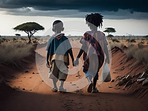 ?Consulte os detalhes 52 5.000 Resultados de traduÃ§Ã£o Resultado da traduÃ§Ã£o Two poor children walking along a dirt road photo