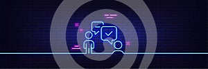 Consulting business line icon. Discussion or consultation sign. Neon light glow effect. Vector