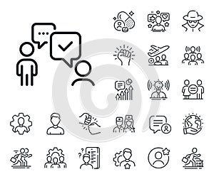 Consulting business line icon. Discussion or consultation sign. Specialist, doctor and job competition. Vector