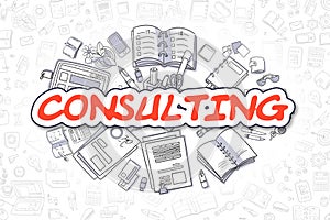 Consulting - Cartoon Red Word. Business Concept.