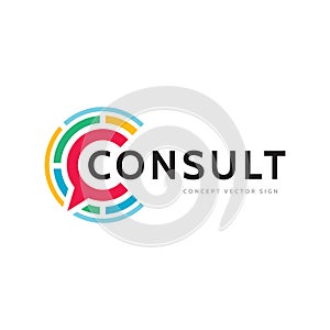 Consulting - concept business logo template vector illustration. Message creative sign. Dialogue chat talking icon. Social media s
