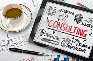 Consulting concept chart with business elements