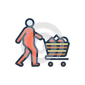 Color illustration icon for Consumable, acquisition and basket photo
