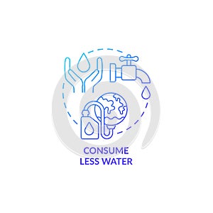 Consume less water blue gradient concept icon