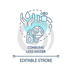 Consume less water turquoise concept icon