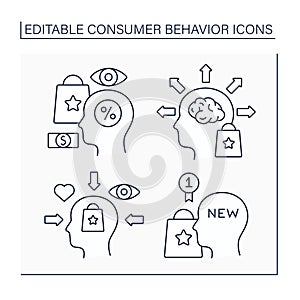 Consumer behavior line icons set