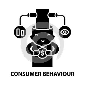 consumer behaviour icon, black vector sign with editable strokes, concept illustration