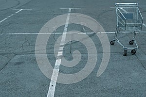 Consumer crisis gone wild. empty shopping cart basket