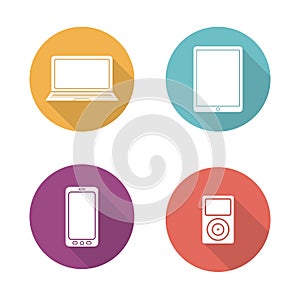Consumer electronics flat design icons set