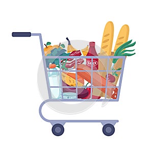Consumer food basket with bakery, grocery products