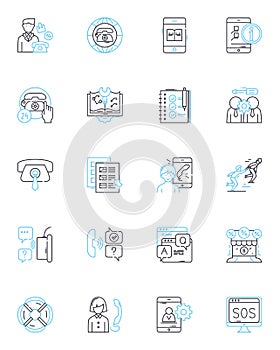 Consumer guidance linear icons set. Empowerment, Advice, Navigation, Strategy, Insight, Direction, Support line vector