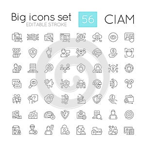 Consumer identity and access management linear icons set photo