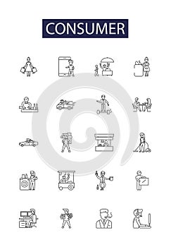 Consumer line vector icons and signs. store, sale, purchase, business, market, customer, shop,buy outline vector
